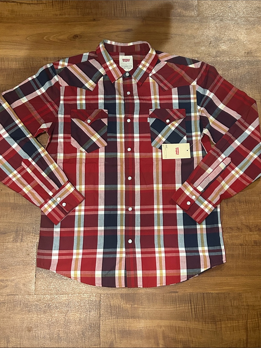 Levi's Red and Navy Plaid Button-Down